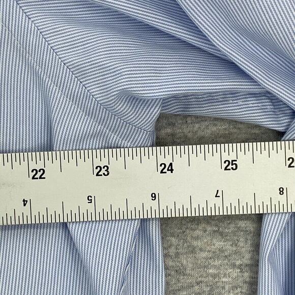 Club Room Shirt Mens 16.5 Blue Striped Button Up Long Sleeve Pinpoint Collared - Picture 10 of 12
